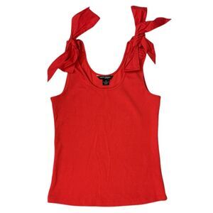 High Risk Red - Women's French Connection Soft Flattering Fit Scoop Neck Bow Tan